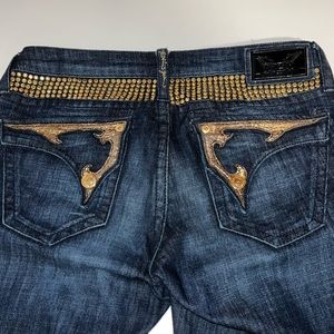 Unisex Robin’s Jean Gold Rhinestones Metal Studs